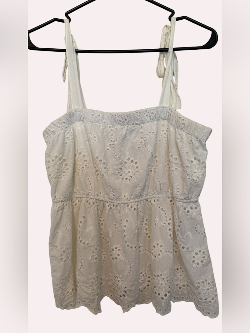 White Eyelet Tie-Strap Summer Top